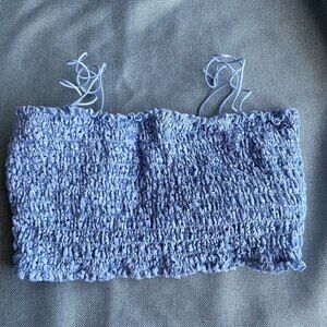 Gilly Hicks Blue Floral Smocked Bralette Crop Top